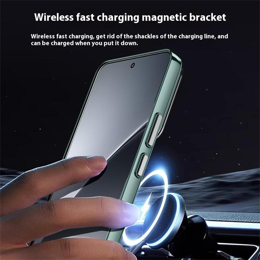 

For Xiaomi 15 Case Compatible with MagSafe Lens Kickstand Clear PC Back Cover Silver