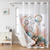 No Hook shells pattern Shower Curtain With Snap-in Fabric Liner, Sheer Top Window, Waterproof Double Layer Bathtub curtain