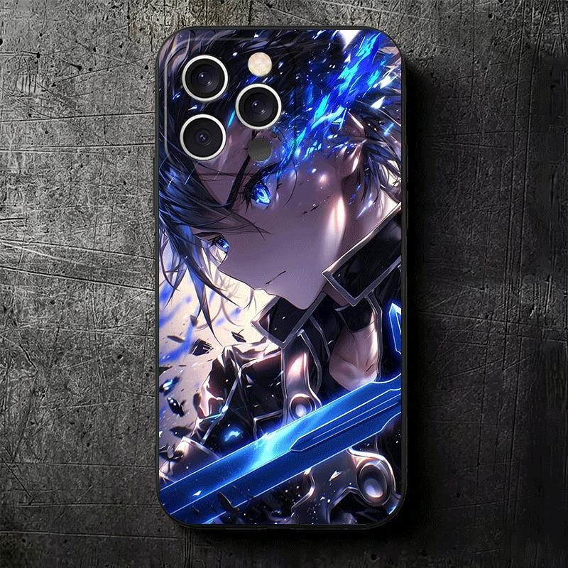 S-Schwert O-Online SAO Kirito Weiche Handyhülle für iPhone 16 16E 17 Air 15 Pro Max 14 Plus 13 Mini 11 12 7 Schwarze Rückseitenschale