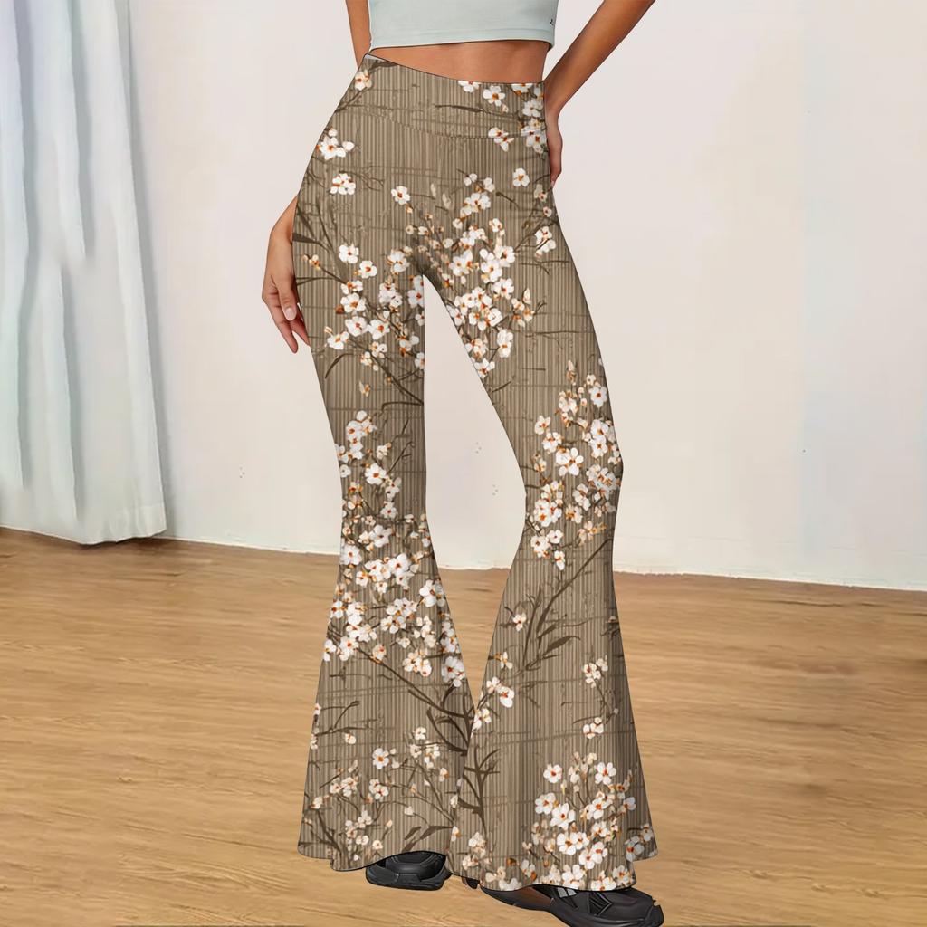 Women's High Waist Flare Yoga Pants - Slim Fit Casual Long Trousers for Daily Wear