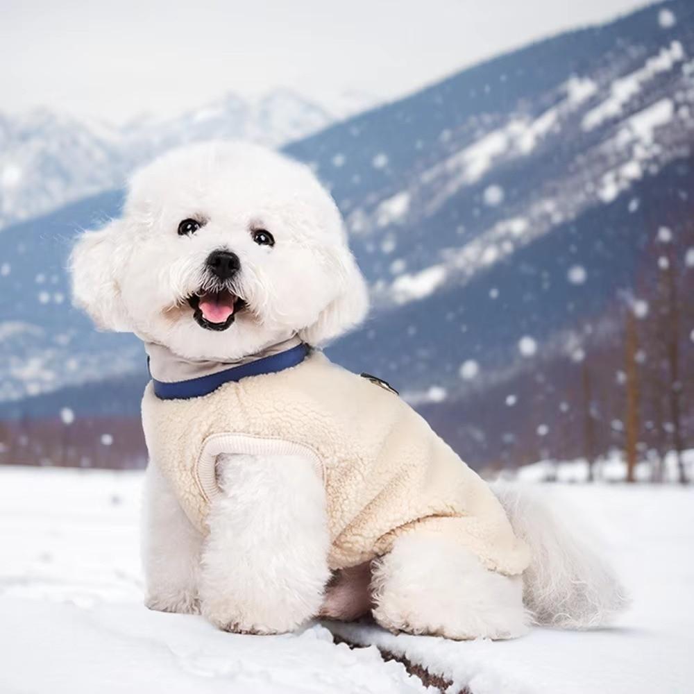 Fashion Warm Dog Vest Windproof Thickened Pet Coat Sherpa Lined with Zipper Winter Dog Coat Outdoor