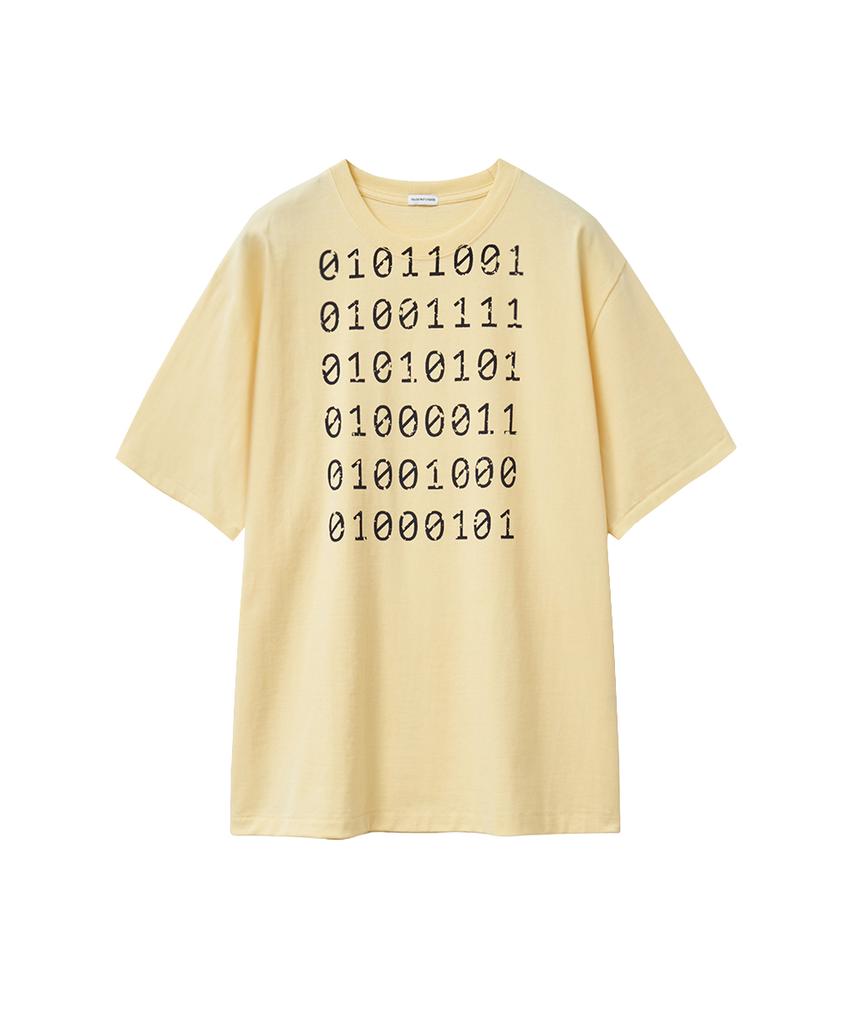 YOUCHE PRET A PORTER Sq Binary Short Sleeve Tee Pale Yellow