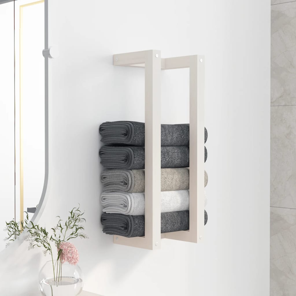 Wall-mounted bathroom towel rack for bathroom, kitchen, hotel - easy to install, solid pine wood with free installation 23 x 18 x 60 cm