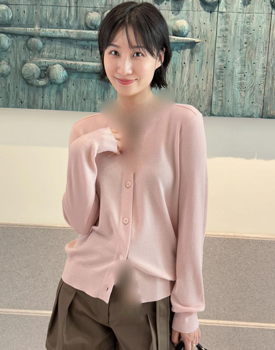 Nanyou haute couture wool knitted cardigan women s autumn and winter new plaid splicing wool knitted sweater jacket women S розовый