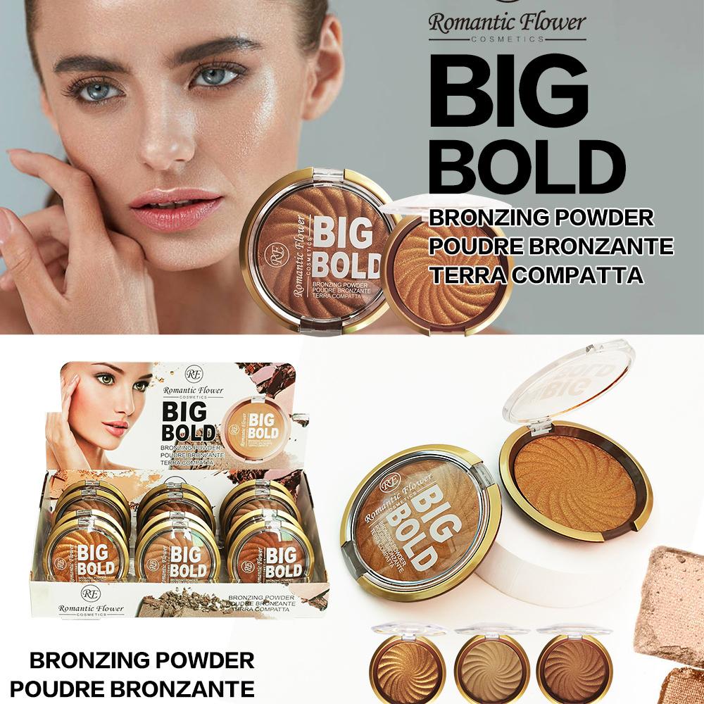 3-color Powder Brightens The Face, Bronze Color Pressed Powder, Waterproof and High Gloss Cosmetics