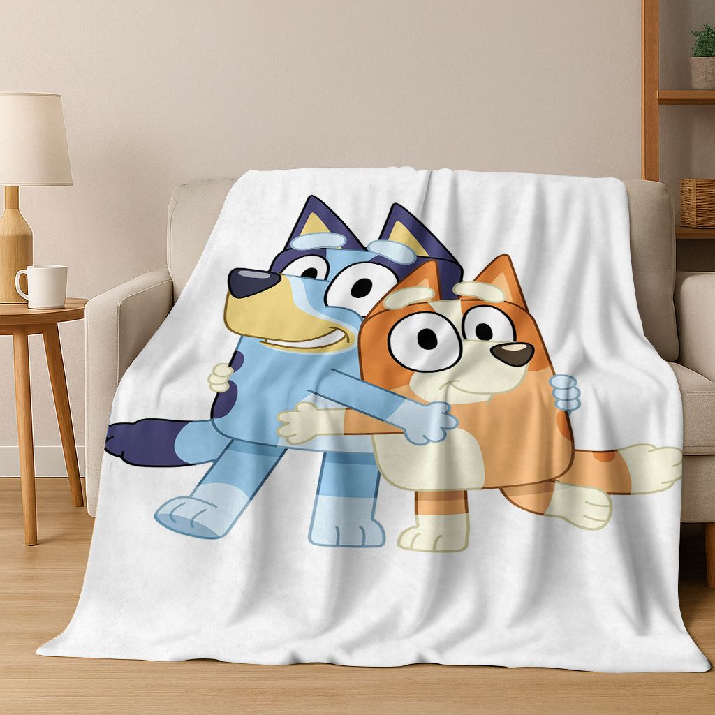 Classic B-Blueys Cartoon Dog Flannel Blanket Soft Warm Throw Blanket for Bed Bedroom Room Living Room Travel Picnic Kid Gift