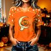 Women's Casual Short Sleeve Halloween Print T-Shirt for Everyday Wear
