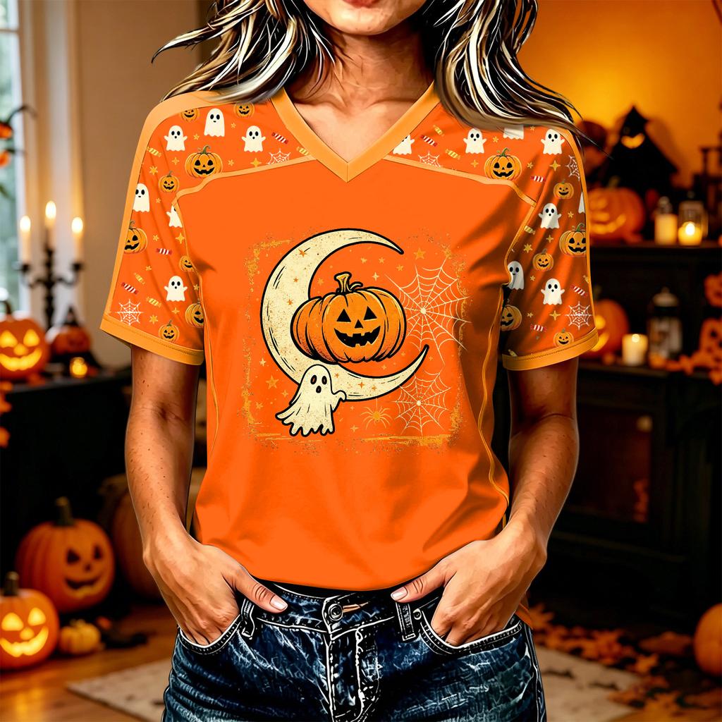 Women's Casual Short Sleeve Halloween Print T-Shirt for Everyday Wear