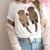 Otter T-Shirt Damen T-Stil Sommer Lässig Locker Comic Oberteil Mädchen Anime Kleidung