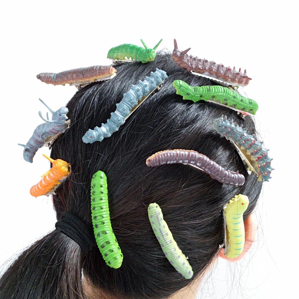 12Pcs Halloween Caterpillar Hair Clips  3D Bug Hair Clip Party Hair Accessories Fun