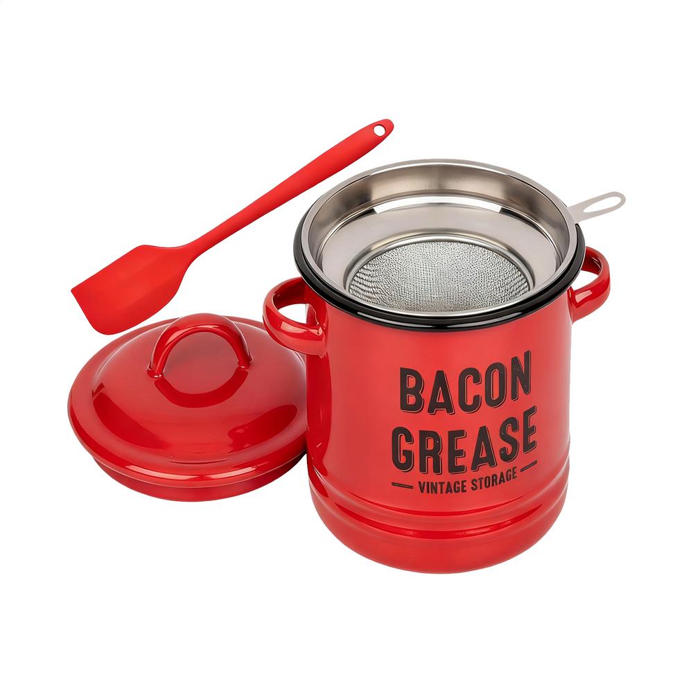 

Grease Container for Kitchen Large Capacity Grease Strainer and Container for Baking Roasting Meal Prep Holiday Camping красный