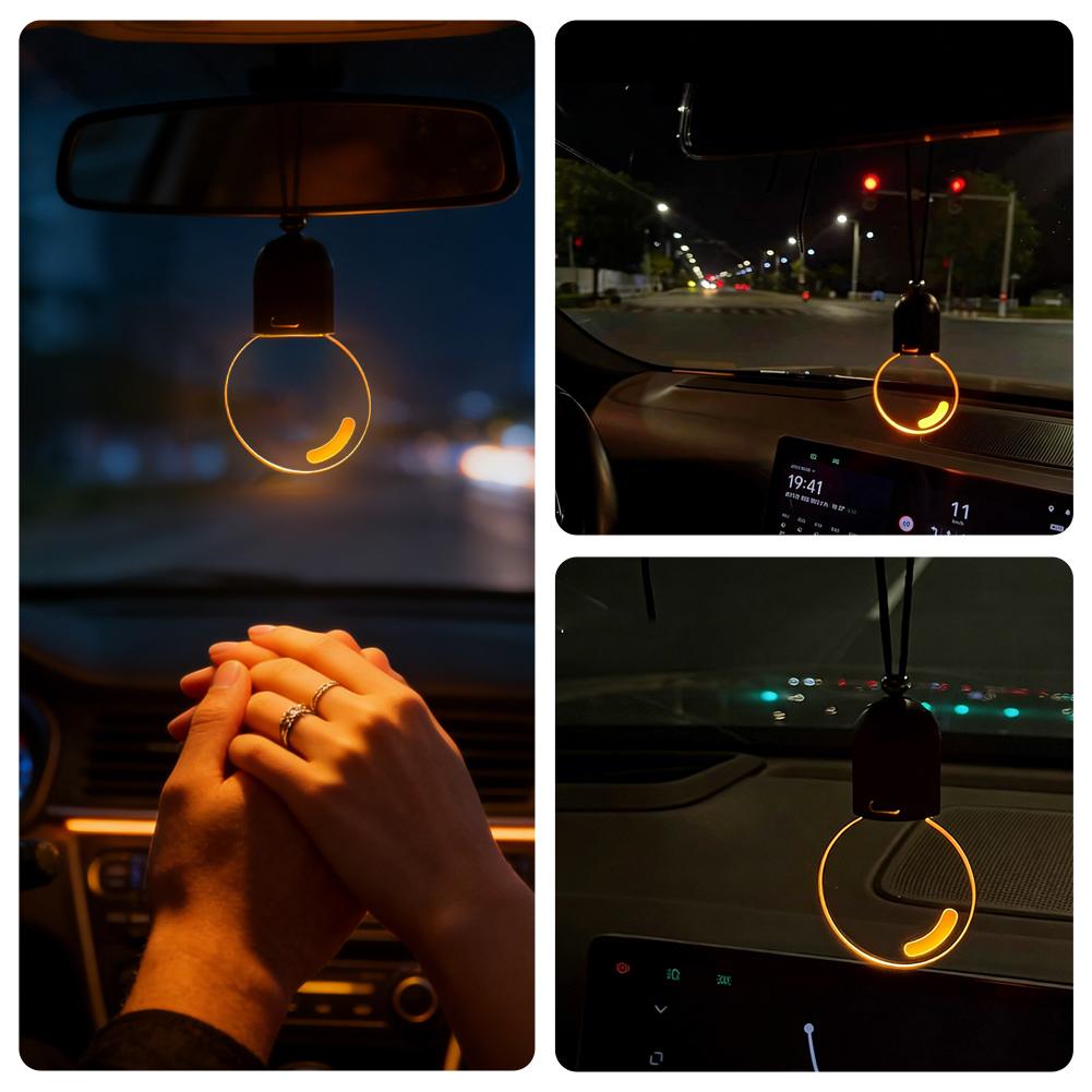Flat Acrylic Retro Small Bulb Car Hanging Ornament Interior Ambient Lighting Modes For Long Trips Daily Use Auto Decor Accessory