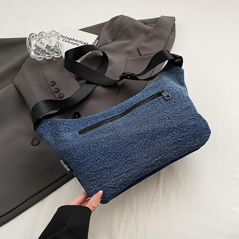 Casual Trend Large Capacity Denim Breast Bag Fanny Bag Crossbody Bag Fashion Versatile Mobile Phone Bag