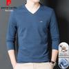 Pierre Cardin Men's V-Neck Ice Silk Long Sleeve T-Shirt
