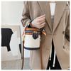 Exquisite PU Leather Bucket Bag Women New Cylinder Portable Hand Bag Large Capacity Shoulder Crossbody Bag for Travel Shopping