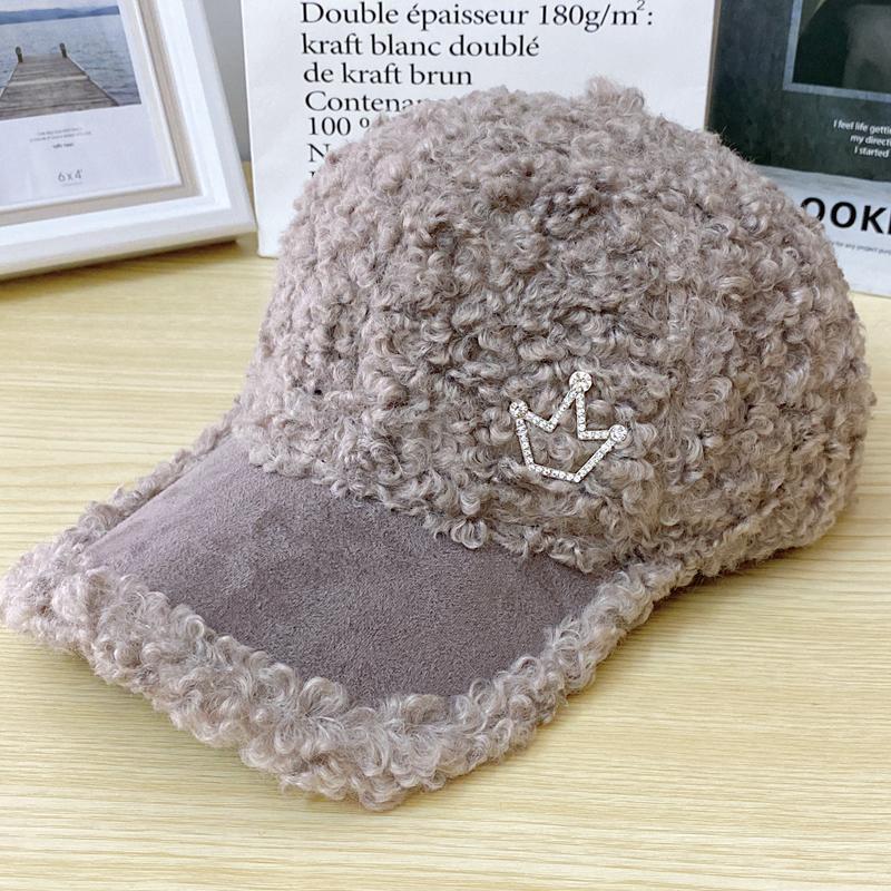 

Утолщенная теплая шапка из овечьей шерсти женская осенне-зимняя плюшевая бейсболка шапка Adjustable