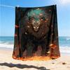 1pc Lion King Artwork Throw Blanket Polyester Fiber, Lightweight Flannel, Soft & Warm, All Season Use for Outdoor, Camping Digital Print