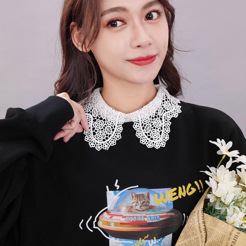 Lace Fake Collar Shirt Women Detachable Collar Half Shirt Women False Collar Tie White Lapel Faux Col Women Clothes Accessories