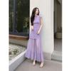 Korean gentle style lace top with long skirt two-piece set women's summer dress new high temperament Muse fan set