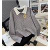 YYFS Women's Fashion Casual Fall Winter Polka Dot Print Long Sleeve POLO Neck Sweaters