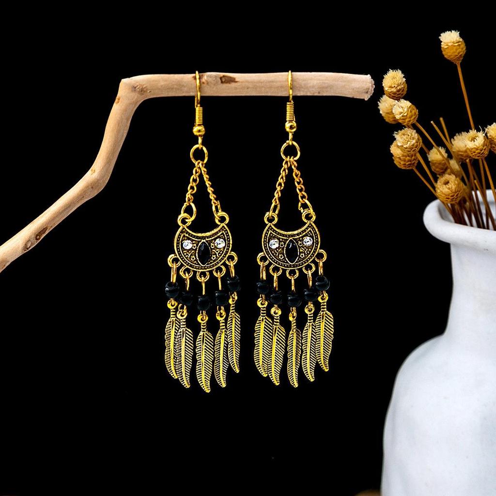 Vintage Ethnic Miao Silver Alloy Teardrop Tassel Earrings