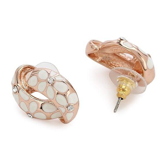 24 Kt Gold Plated Earrings With Green Coloured Flower Print For Women