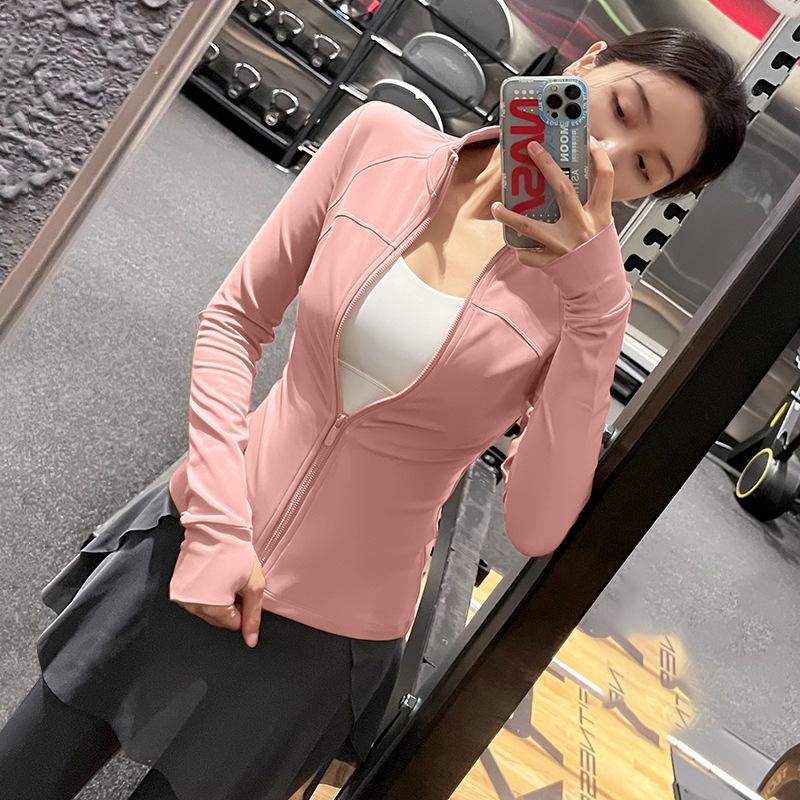 Yoga clothes women's 1011 new spring slim-fit stand-up neck sports jacket long-sleeved zipper warm fitness clothes top