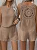 Women's Sleeveless Lace Panel Top and Shorts Two-Piece Summer Set