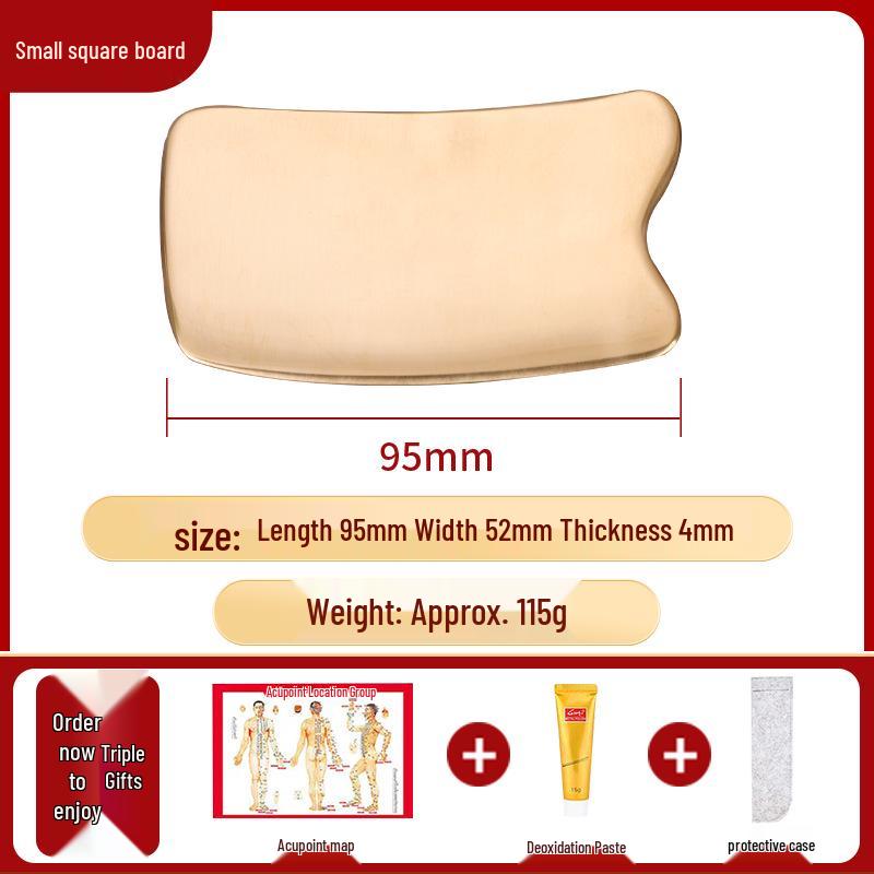 Brass Gua Sha Massage Board for Back, Shoulder, Neck & Cervical Care