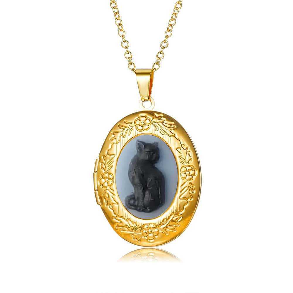 

Gothic Cat Pendant Necklace For Women With Stainless Steel Chain Elegant Retro Jewelry Gift