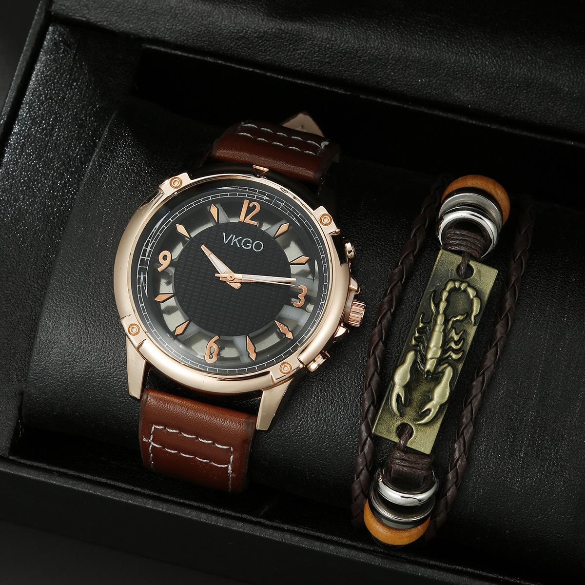 

Прямые новые мужские кварцевые часы для спорта и отдыха с большим циферблатом, персонализированный набор браслетов «Скорпион»