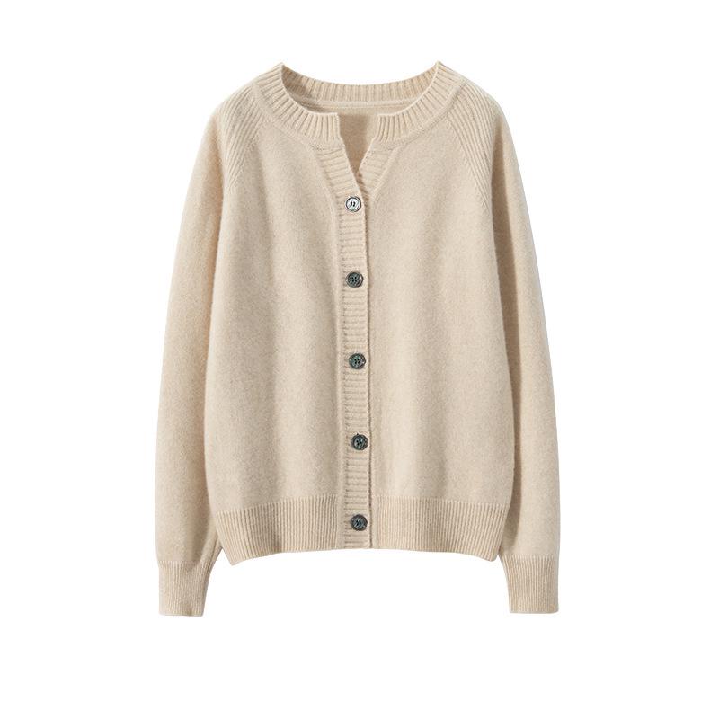 Autumn Women's Cashmere Cardigan: Long Sleeve, Thick & Loose, Gentle Style, Short Fashionable Single-Breasted Coat.