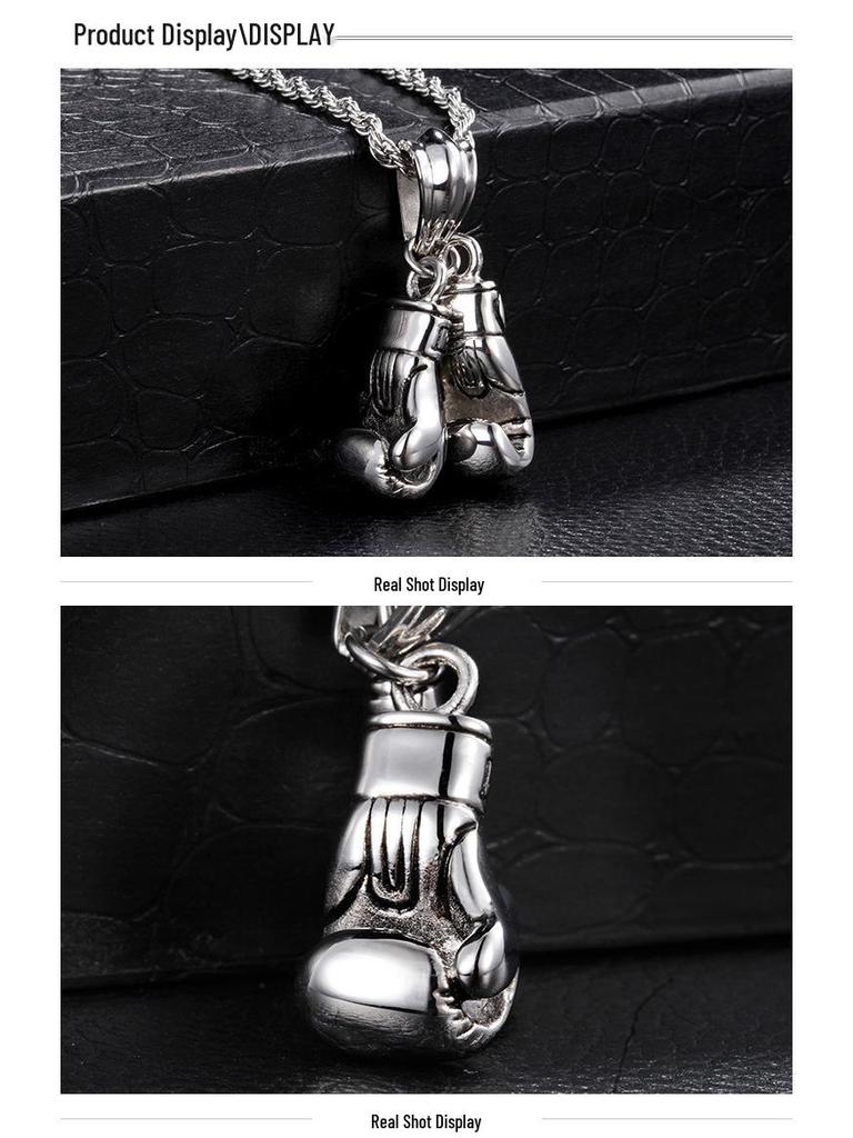 European & American Trend Men's Titanium Steel Boxing Gloves Pendant Necklace