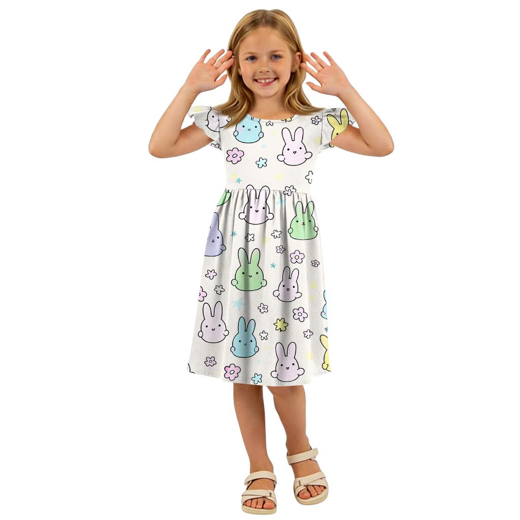 Gyermek Divat Alkalmi Repülő Ujjú Ruha