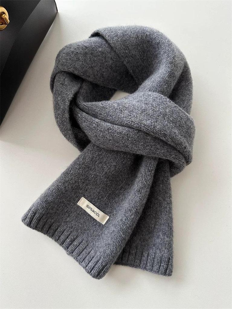 100% Pure Wool Knitted Scarf - Versatile Autumn/Winter Cashmere Neck Warmer for Couples