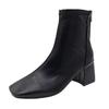 Martin Boots Women's 2024 New Women's Boots Winter European and American Style Square Head Rear Zipper Short Boots Women's Thick Heel Medium Heel Bo
