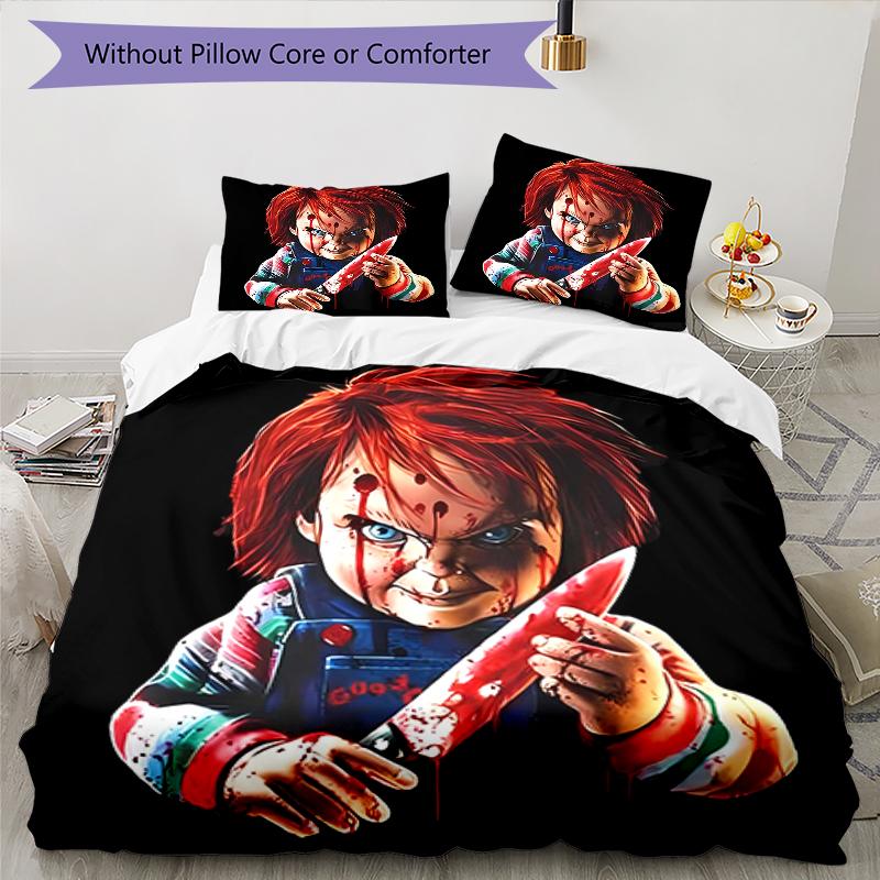 3pcs Chucky2 Design Cover Set - HD Printed Bedding with 1 Cover and 2 Pillowcases - Perfect for Home and Dorm Decor