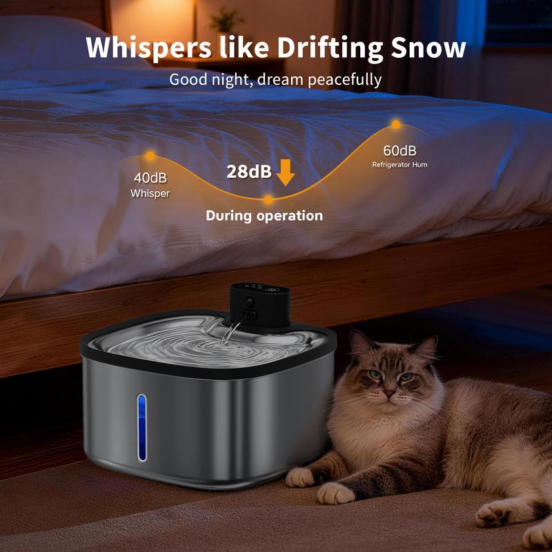 Smart Cat Water Fountain 3.5L Wireless Pet Water Purifier with Motion Sensor Automatic Filtering Large 4000mAh Battery Mute Pump