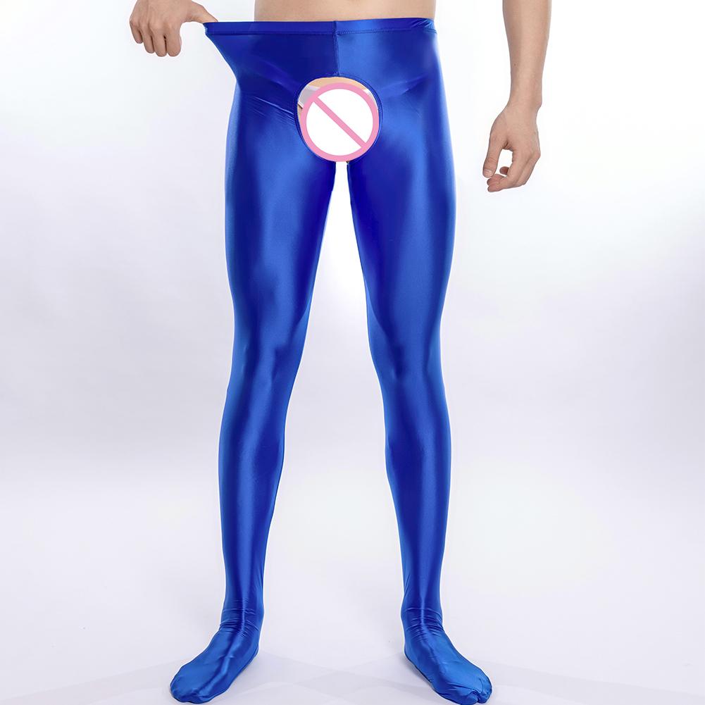 Herrenöl Glänzend Glatt Ganzkörperstrumpf Schrittloser Strumpfhose Leggings Strümpfe Elastischer Unterteil Hosen Nachtwäsche Club Sex Kleidung Verführen