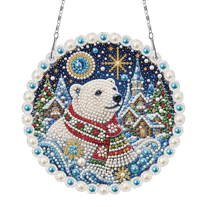 Acrylic Rhinestone Pendant Christmas Craft Set Single Sided Drill Hanging Decor Kit Diy Festival Gifts