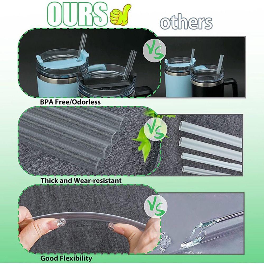 1Sets Plastic 9mm Straight Drinking Straws Vacuum Tumbler Themos Cup Bottle Replacement Straw with Brush Suitable for Tyeso Cup
