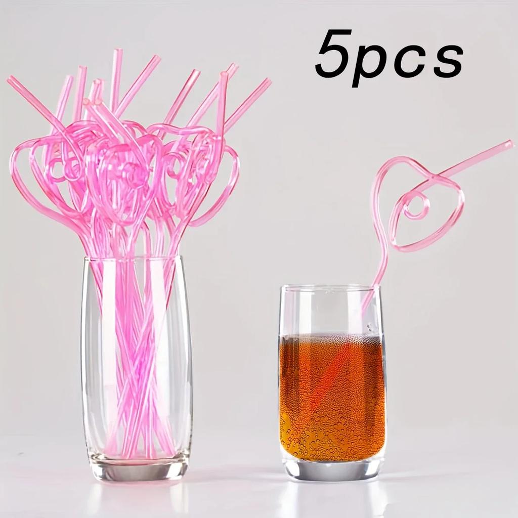 5/10/15PCS Bridal Shower Straws Love Heart Drinking Straw Bride To Be Wedding Decoration Bachelorette Party Team Bride Gift