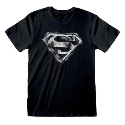 Camiseta Casual Unissex de Manga Curta com Estampa de Escudo do Superman Vintage Desgastado, Camiseta Essencial para Fãs de Super-Heróis da DC Mulheres e Homens