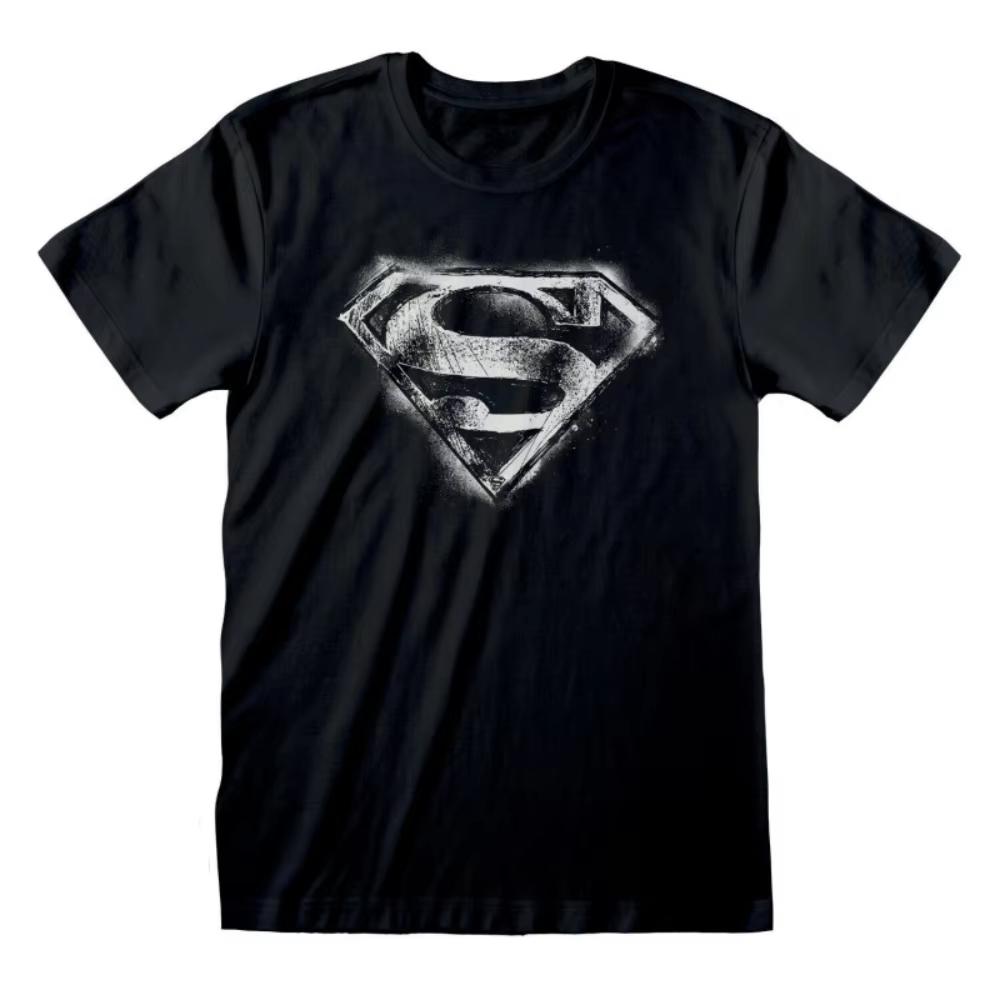 Unisex Casual Short Sleeve T-Shirt With Distressed Vintage Superman Shield Logo Print, Essential DC Superhero Fan Women And Men T-Shirt 4XL