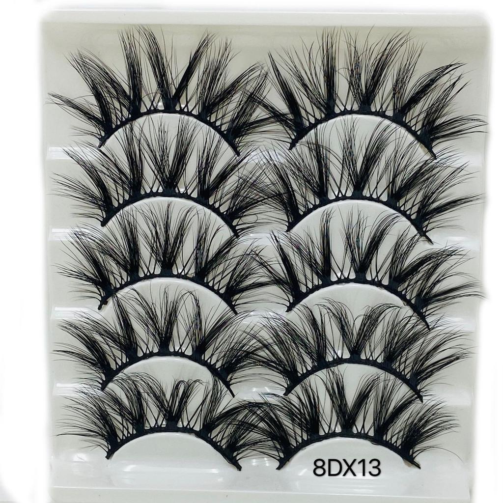 Beauty Eye Makeup Tools Criss-cross Thick Long False Eyelashes Wispies Fluffies 8D Mink Hair