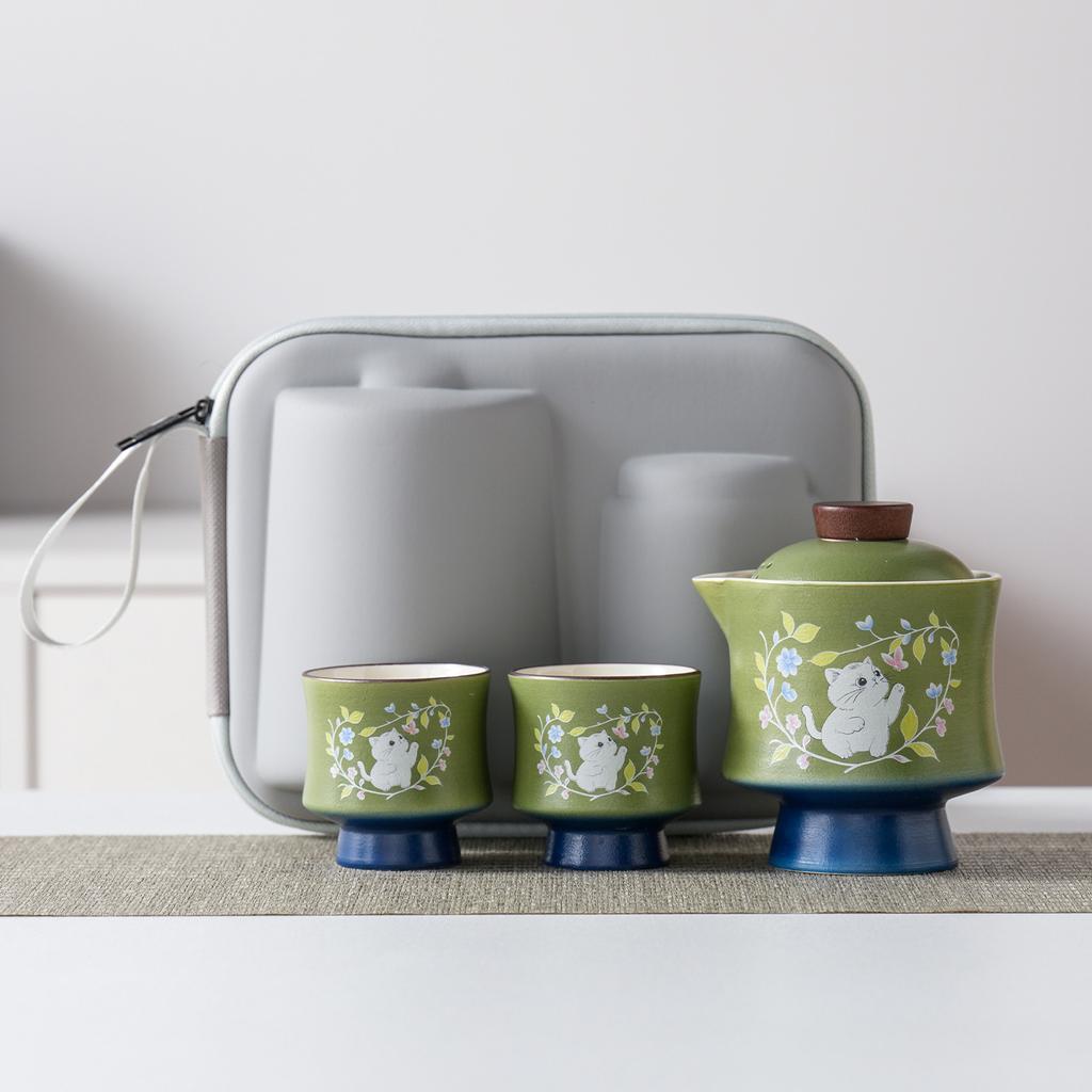 Merchandise Forbidden City Cover Bowl Kung Fu Tea Set Household High Foot Small Tea Bowl Literati Travel Tea Set Business Gift Set