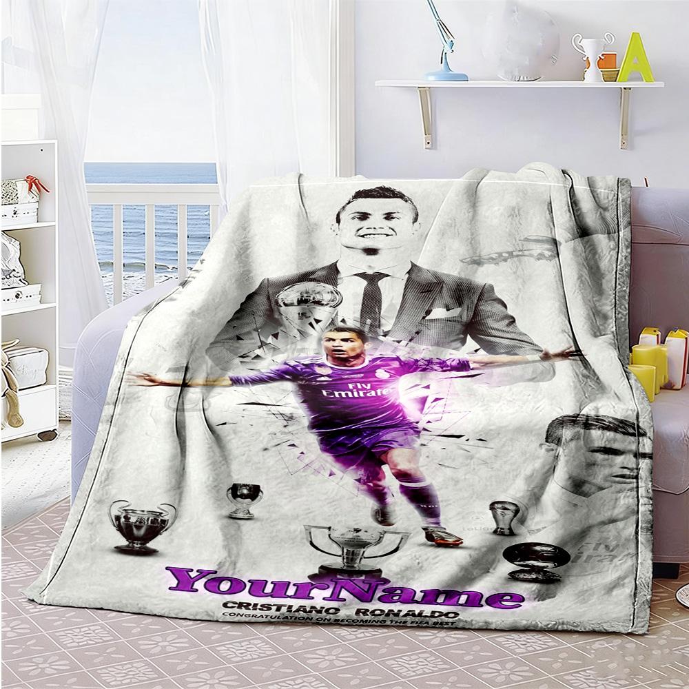 Cristiano Ronaldo 24 Customize Text Blanket Gift Customizable Blanket Warmthful Decor Perfect for Bed Office Home Decor Bedding