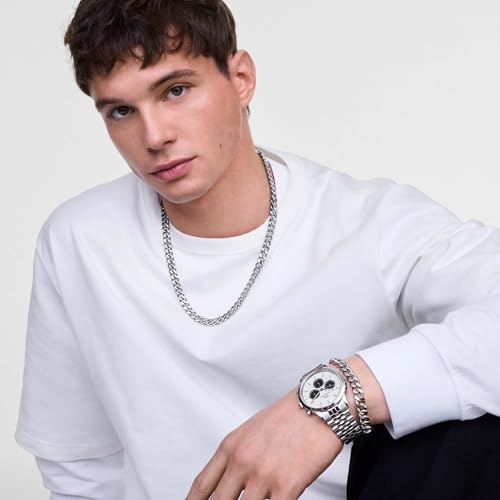 Daniel Wellington Iconic 42 Chronograph Arch 5-Link Off-White Panda S Men's Watch. This Elegant Watch Is Perfect for Men In Their 20s, 30s, and 40s. A