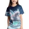 T-shirt Estiva per Bambini con Stampa 3D Girocollo Moda Versatile Traspirante Tendenza Casual