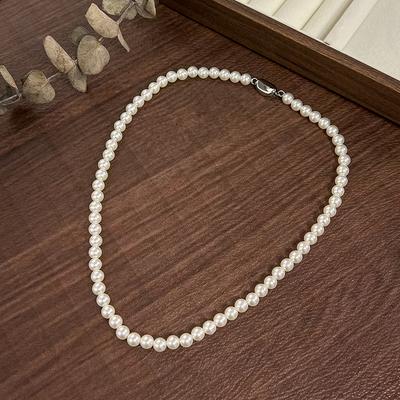 Imitation Pearl Necklace Crystal Bead Elegant Feminine Gloss Warm Jewelry